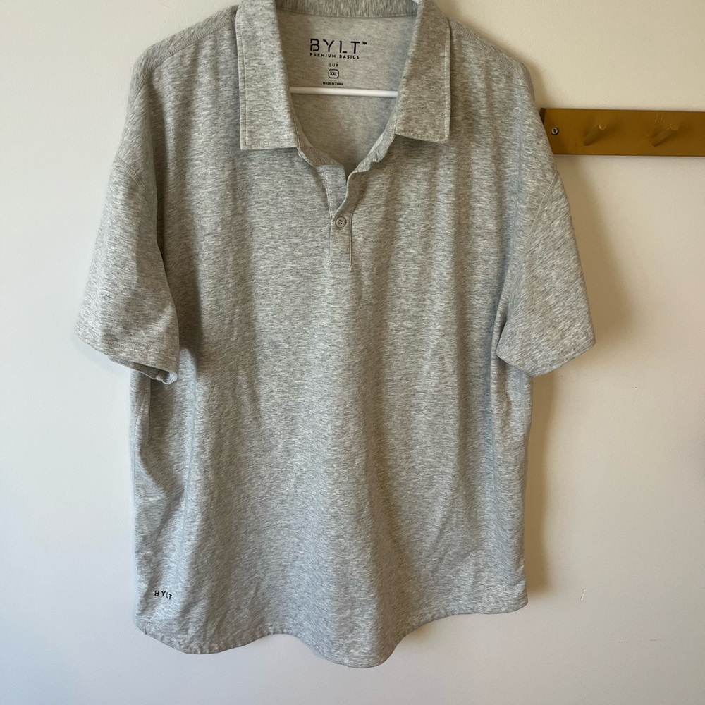 BYLT Men's Gray Polo Shirt, XXL, lux fabric